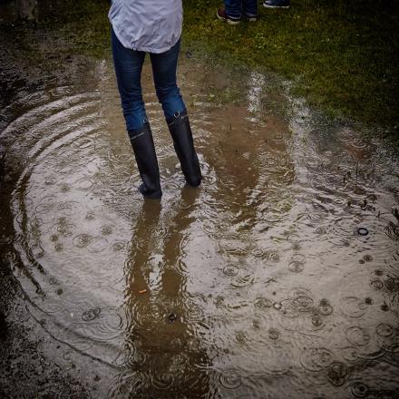 Person standing in flood waters